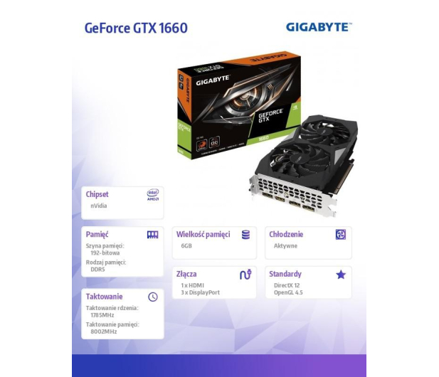 Gigabyte GeForce GTX 1660 OC HDMI/3DP GV-N1660OC-6GD - 1463251 - zdjęcie 5